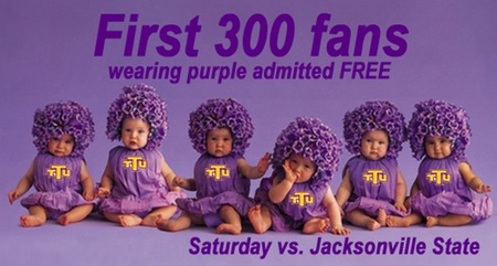 First 300 fans wearing purple admitted free Saturday night