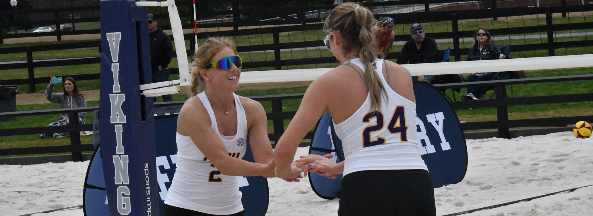 Golden Eagle beach volleyball secure first-ever win to kick off Berry College Tournament, 2023 season