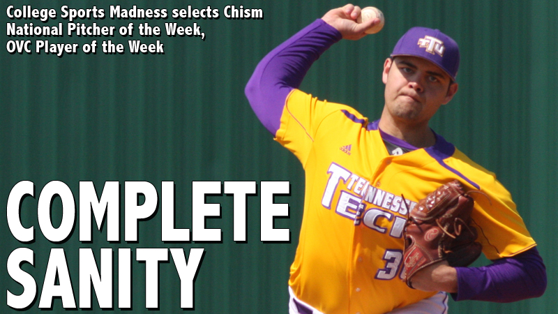 College Sports Madness selects Chism National Pitcher of the Week, OVC Player of the Week