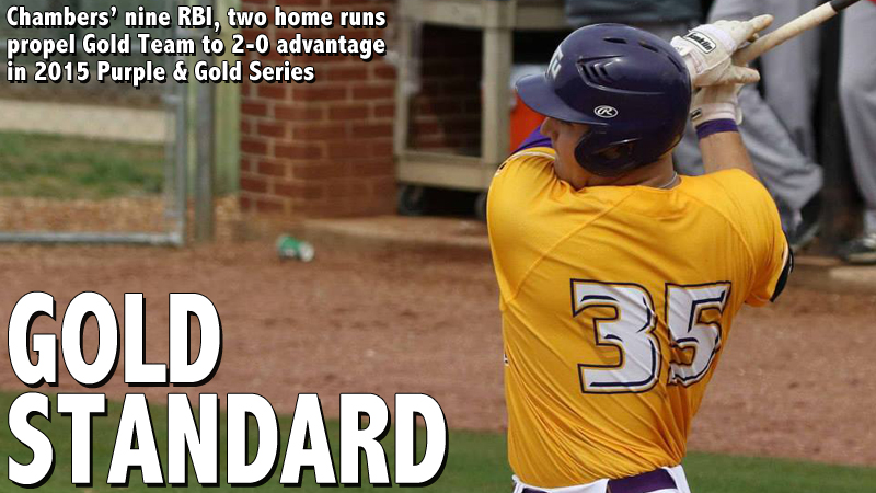 Chambers paces Gold Team to 2-0 lead in Tech baseball's annual Purple & Gold Series