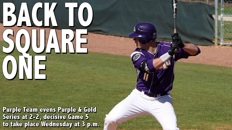 Purple Team evens Purple & Gold Series at 2-2, Game 5 set for Wednesday afternoon