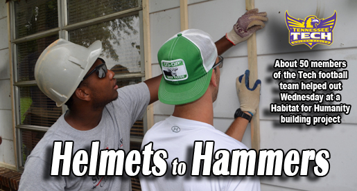 Football team keeping busy with Habitat for Humanity project