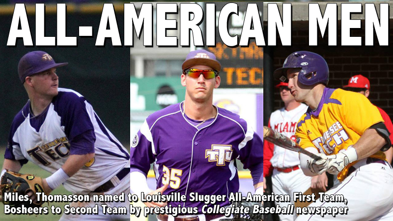 Bosheers, Miles, and Thomasson named All-Americans by Collegiate Baseball newspaper