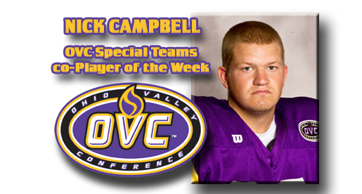Campbell receives nod from OVC as Special Teams co-Player of the Week