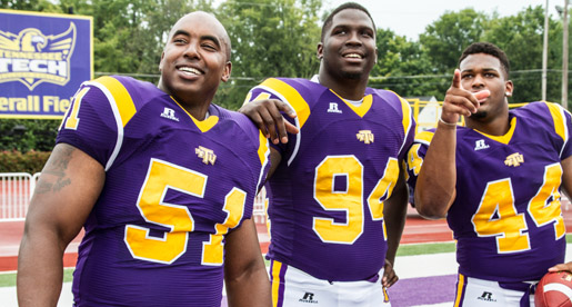 Jerry King, Malcolm Mitchell and Blake Adams and the rest of the Golden Eagles will welcome football alumni back to Tucker Stadium Saturday night