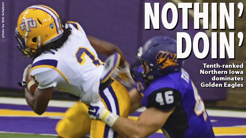 No. 10 Northern Iowa defends home turf, tops Golden Eagles 50-7