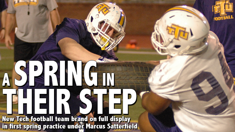 New Tech football team brand on full display in first spring practice under Marcus Satterfield
