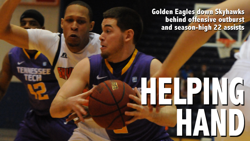 Offensive outburst leads Golden Eagles to 91-83 win at UT Martin