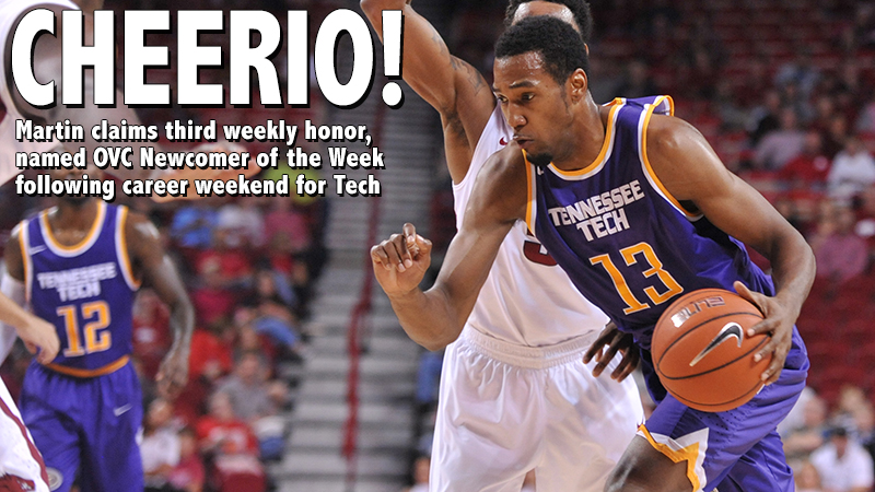 Martin claims third OVC Newcomer of the Week honors of 2015-16 campaign