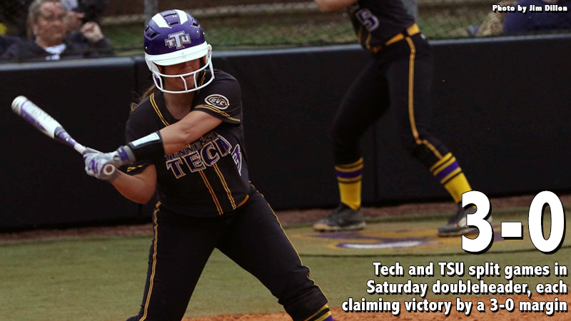 Tech softball and Tennessee State split games in day one doubleheader