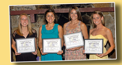 Award winners, from left, Kara Webb, Kathryn Forbes, Emily Weinzetl and Leah Bradley (photo by Rob Schabert)