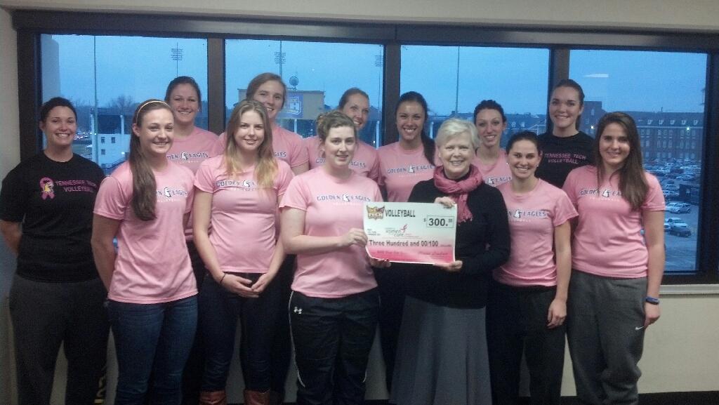 Volleyball donates proceeds from Pink Out event