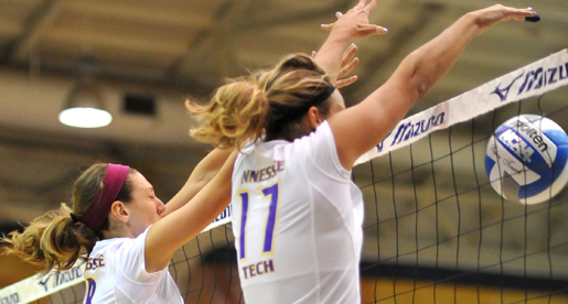 Golden Eagle volleyball unable to win war with Colonels: fall in four sets.